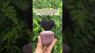 Crochet Mini Black Heart Pot 🖤 cutecrochet giftideas crochetedwithlove [upl. by Sivia241]