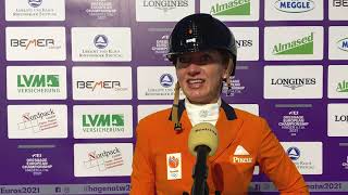 EK dressuur 2021  Interview Marlies van Baalen na Grand Prix Special in Hagen [upl. by Akinhoj]