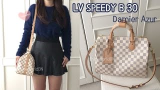 Louis Vuitton Speedy Bandouliere 30 Damier Azur Review Speedy B 30 [upl. by Adey183]