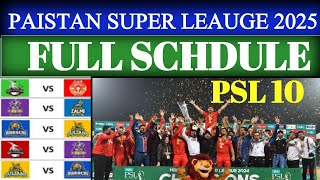 Pakistan Super league 2025 PSL 2025 Schedule announced PSL 10 Schedule [upl. by Oiracam]