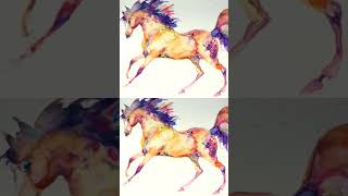 art watercolor horse animals anime horselover equestrian equine horseart [upl. by Llertnov]