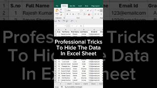 Professional Tricks To Hide The Data In Excel Sheet 💯 shorts exceltips [upl. by Harp723]