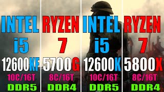 RYZEN 7 5700G vs INTEL i5 12600KF vs RYZEN 7 5800X vs INTEL i5 12600K  7 PC GAMES BENCHMARK TEST [upl. by Nnaillij711]