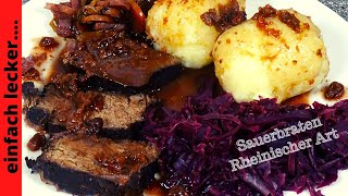 Sauerbraten Rheinischer Art  WunschRezept  Kochen lernen mit Tom [upl. by Aisitel3]