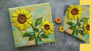 Sunflower Clay Painting  Clay Art On Canvas  Clay Mural Painting  3D Canvas Art [upl. by Leffen]