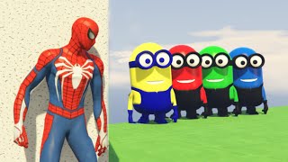 GTA 5 Epic Ragdolls RED SPIDERMAN VS RED MINION VS GREEN MINION Euphoria Physics amp Funny Fails [upl. by Yssac]