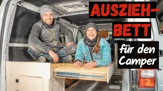 Ausziehbett im Camper mit Schwerlastauszügen  Wohnmobil Selbstausbau  Vito Camper Ausbau [upl. by Aretak854]