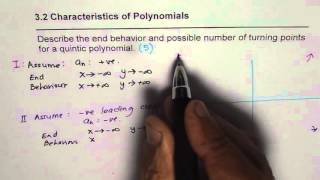 Describe End Behaviour and Possible Turning Points for Quintic Polynomial Function [upl. by Aikemal]