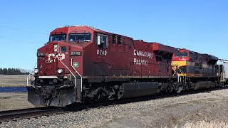 Friendly Wave CPKC Train 242 South Red Deer Sub Mile 435 Near Didsbury  Carstairs April 10 2024 [upl. by Ahtiek]