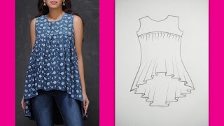 Gathered Yoke Neckline Top  How to make Designer Top Part 1  Cutting [upl. by Geithner]