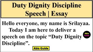 Duty Dignity Discipline speech in English English Speech for students  kadamai kanniyam kattupaadu [upl. by Longwood]