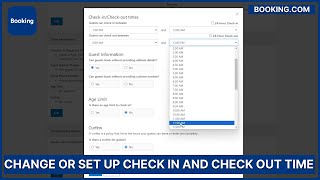 Bookingcom How to Change or Set up Check In and Check Out Time [upl. by Karalee]