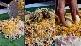 Hyderabadi Chicken Biryani Cooking and tasting 🔥 [upl. by Eelinnej]