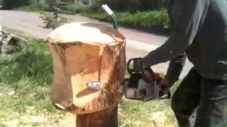 Carving a Giant Apple Core from wood [upl. by Kimble]