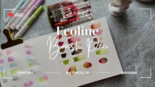 Ecoline Watercolor Brush Pen Autumn vs Pastel [upl. by Seppala5]