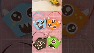 How to make Easy Halloween Decorations with paper  DIY Spooky Monster basket 👻 easypapercrafts [upl. by Nerte]