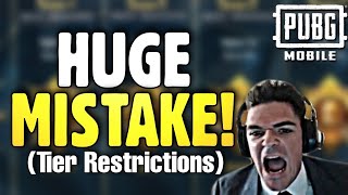 OUTRAGE with NEW TIER RESTRICTIONS  Bad News  PUBG Mobile [upl. by Zysk]