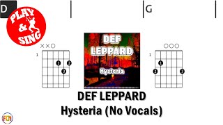 DEF LEPPARD Hysteria FCN GUITAR CHORDS amp LYRICS NO AUDIO [upl. by Nnayelhsa]