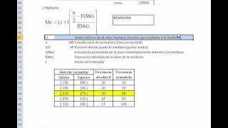 Calcular con EXCEL medidas de tendencia central y dispersion datos agrupados [upl. by Netnert]