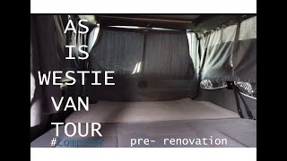 Pre Renovation 1990s Westfalia Van Tour  COMPTON GIRL VAN REVO SERIES [upl. by Hannej]