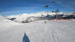 Piste Mont Blanc Blue La PlagneParadiseski Les CochesMontchavin area [upl. by Acirehs]