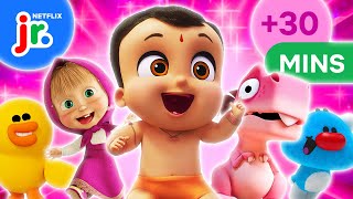 MEGA Cartoon Compilation 30 Minutes 🎬✨ Bad Dinosaurs Mighty Little Bheem amp More  Netflix Jr [upl. by Amoritta]