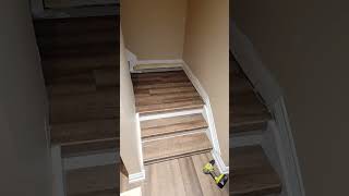 Vinyl Plank on Stairs  DIY  How to Transform your Stair with Style [upl. by Adelbert]