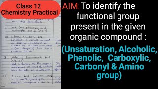 To Identify the Functional Group Present in the Given Organic Compound Class 12 Chemistry Practical [upl. by Ynnohj]