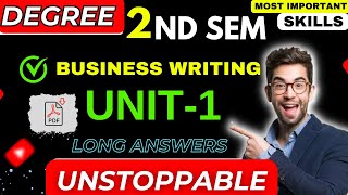 Business Writing skill paper Unit1 L ong answer questions with pdf  2nd sem skill papers [upl. by Aidnac]