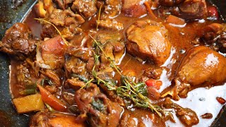 SUPER TASTY JAMAICAN BROWN STEW CHICKEN STEP BY STEP  STEWED CHICKEN [upl. by Crosby]