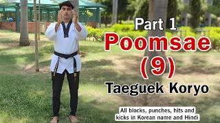 Taekwondo Poomsae 9 Part 1  Taegeuk Koryo  Black Belt 2Dan Training [upl. by Leyameg]