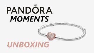 Pandora Moments Pavé Heart Clasp Snake Chain Bracelet Unboxing [upl. by Sam838]