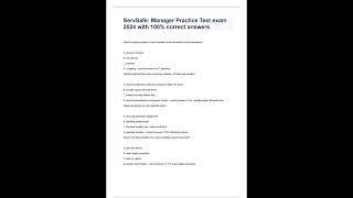 ServSafe Manager Practice Test exam 2024 with 100 correct answers [upl. by Wallack]