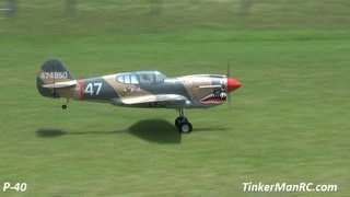 Top Flite P40 Warhawk Giant Scale Maiden Flight [upl. by Nnawtna]