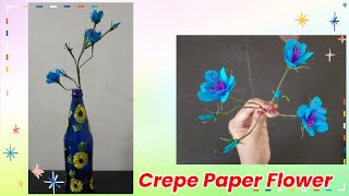 Crepe Paper Flower Making Craft  Easy Crepe Paper Flower 🌼  Home Decor 🏡  Easy World 🌎 [upl. by Kimon]