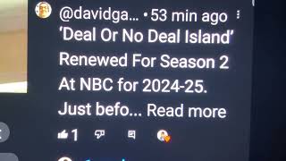 DEAL OR NO DEAL ISLAND SEASON 2 RENEWED BY NBC FOR 20242025 SEASON THANK YOU DAVID G🙏👍 [upl. by Gisser]