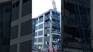 Masterful Wrecking Ball Operator Destroys Building with Precision demolition [upl. by Negriv]