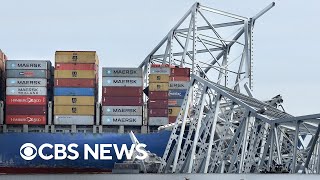 Videos show full extent of damage to Baltimores Key Bridge [upl. by Elylrac226]