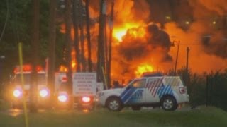 Quebec fire Massive explosion after train derails in LacMegantic [upl. by Noraed]