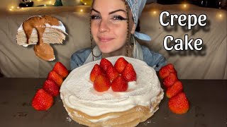 CREPE CAKE MUKBANG Vegan No Talking [upl. by Bogoch65]