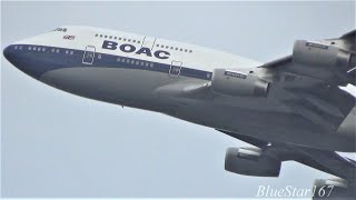 BOAC British Airways Boeing 747400 GBYGC takeoff from LHREGLL London  Heathrow RWY 27R [upl. by Enelaj]