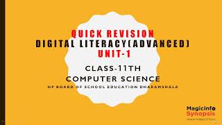 Quick Revision  11th Computer Science  Unit 1  Digital LiteracyAdvanced  HPBOSE [upl. by Ataynek]