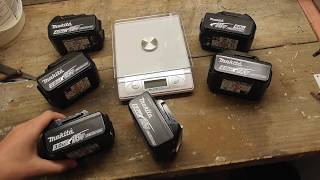 Makita Battery Tests  Run Time Charge Time Weights etc [upl. by Canica]