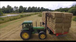 Collecting Hay Bales With John Deere 3050 Guldager Highland Cattle IS [upl. by Marcellus]