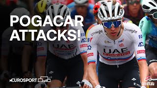 Watch the moment Tadej Pogačar attacks during Stage 2 of Giro DItalia 💨  Eurosport Cycling [upl. by Nolan]