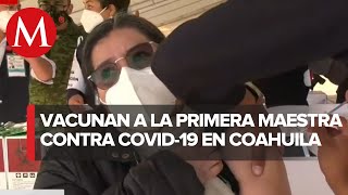 Inicia la vacunación a maestros en el estado de Coahuila [upl. by Eihctir743]