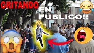 GRITANDO EN PÚBLICO  asustando desconocidos   BROMA   Brandon Flores [upl. by Janet]