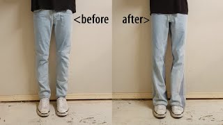 How to flare jeans Gallery Dept LA flare denim DIY [upl. by Dracir]