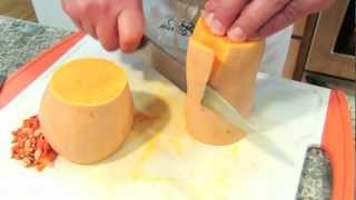 Cutting Butternut Squash  Peeling Butternut Squash [upl. by Perkin469]