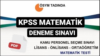 ÖSYM Tadında KPSS Matematik Denemesi 30 Soru PDF Açıklama kısmında kpss [upl. by Imuy869]